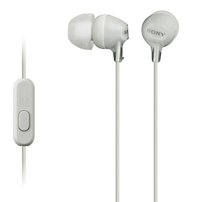 Sony MDR-EX15AP In-Ear Headphones with Mic/Remote White Sony MDR-EX15AP In-Ear Headphones with Mic/Remote White